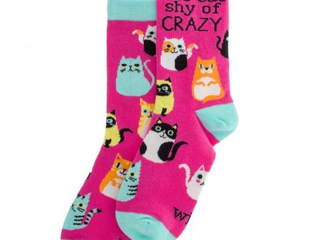 Wit! Crew Socks One Cat Shy Of Crazy Cheap