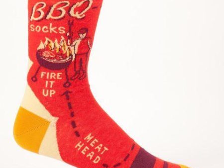 BlueQ Men Crew Socks BBQ Fire It Up Hot on Sale