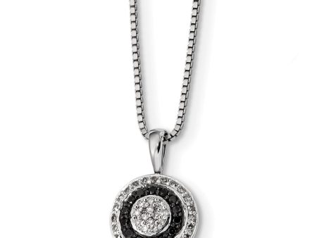 1 3 Ctw White & Black Diamond 13mm Circle Necklace in Sterling Silver Cheap