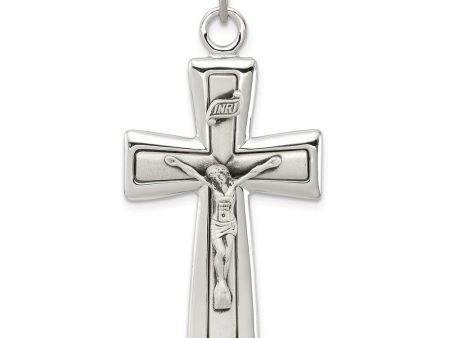 Men s Sterling Silver Solid Antiqued INRI Crucifix Pendant, 20 x 45mm Online Sale