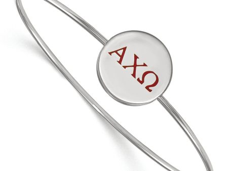 Sterling Silver Alpha Chi Omega Enamel Greek Bangle - 6 in. For Discount