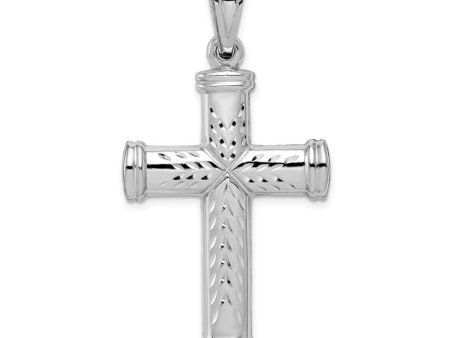 Sterling Silver Rhodium-Plated D C & Polished Cross Pendant, 24 x 47mm For Cheap