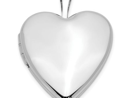 14k White Gold Polished Heart Locket, 20mm Online Hot Sale