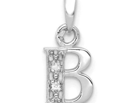 The Chloe Mini Diamond Accent Initial B Pendant in 14k White Gold Hot on Sale