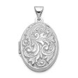 14k White Gold 21mm Love You Always Scroll Oval Locket For Cheap