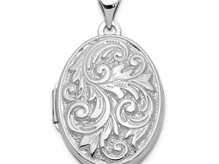 14k White Gold 21mm Love You Always Scroll Oval Locket For Cheap