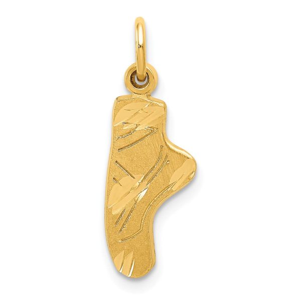 14k Yellow Gold Ballet Slipper Charm or Pendant, 7 x 22mm Fashion