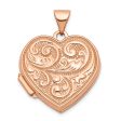 14k Rose Gold 18mm Love You Always Scroll Heart Locket Online Sale