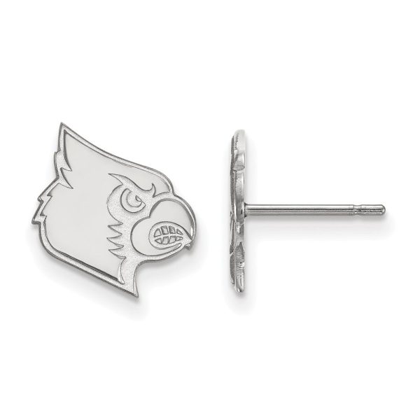 10k White Gold University of Louisville Small Post Earrings For Sale