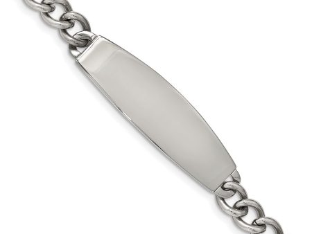 Men s Stainless Steel Polished Curb Link I.D. Bracelet, 8.5 Inch on Sale