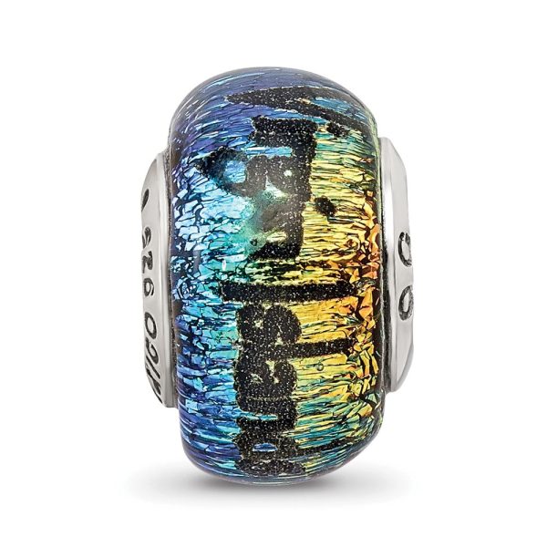 Virgin Islands & Palm Tree Dichroic Glass & Sterling Silver Bead Charm Fashion