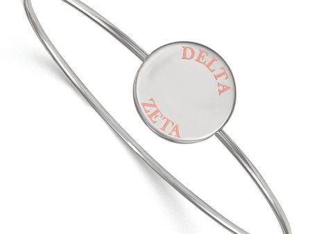 Sterling Silver Delta Zeta Pink Enamel Bangle - 6 in. on Sale