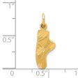 14k Yellow Gold Ballet Slipper Charm or Pendant, 7 x 22mm Fashion