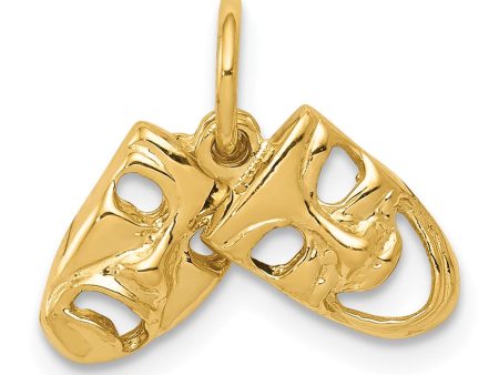 14k Yellow Gold Small Comedy and Tragedy Mask Charm Fashion