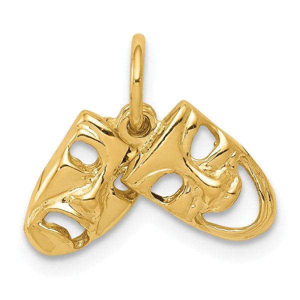 14k Yellow Gold Small Comedy and Tragedy Mask Charm Fashion