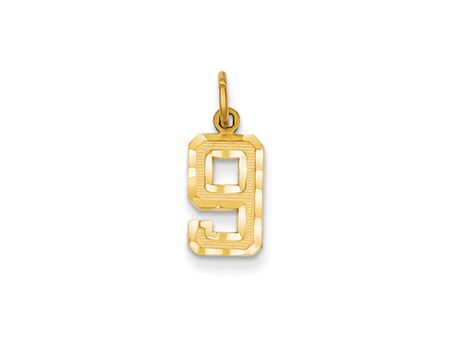 14k Yellow Gold, Varsity Collection, Small D C Pendant Number 9 Online Hot Sale