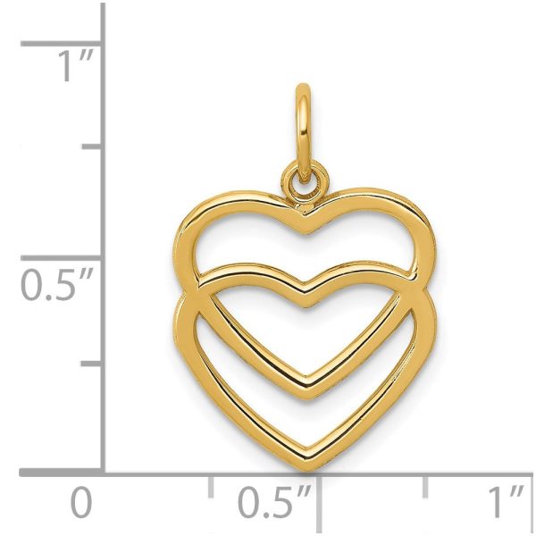 14k Yellow Gold Double Open Heart Charm Online Sale