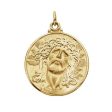 14k Yellow Gold Round Face of Jesus Medal Pendant on Sale