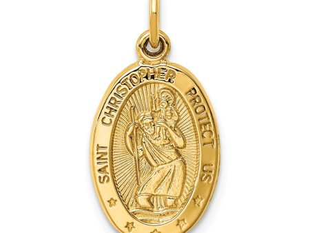 14k Yellow Gold Small St Christopher Medal Charm or Pendant Online Hot Sale