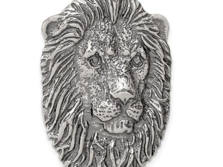 Sterling Silver Large Antiqued Lion s Head Pendant Supply