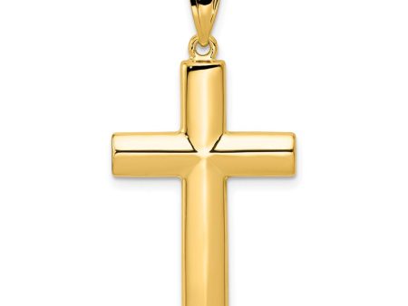 14k Yellow Gold, Hollow Cross Pendant For Sale