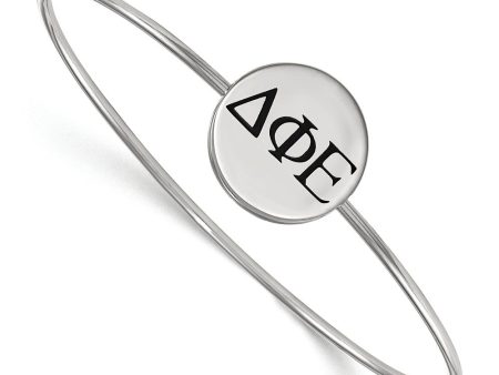 Sterling Silver Delta Phi Epsilon Enamel Black Greek Bangle - 6 in. Discount