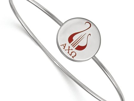 Sterling Silver Alpha Chi Omega Enamel Lyre Bangle - 8 in. For Cheap