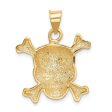 14k Yellow Gold Black Enameled Skull and Crossbones Pendant For Cheap