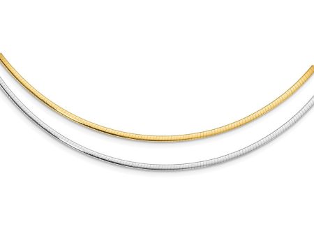 2mm 14k Two Tone Gold Reversible Adjustable Omega Necklace 16-20 Inch Online Hot Sale