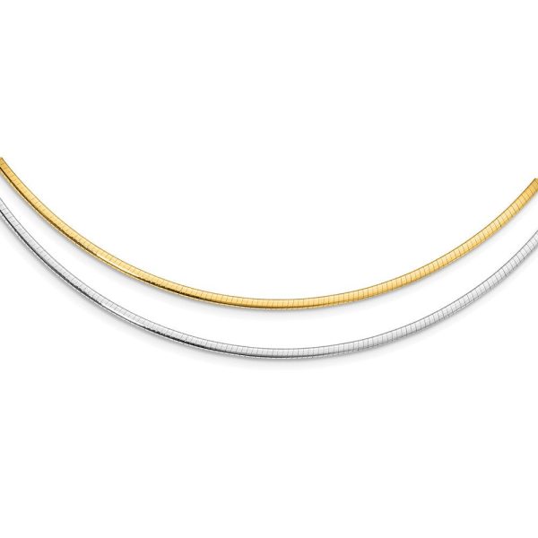 2mm 14k Two Tone Gold Reversible Adjustable Omega Necklace 16-20 Inch Online Hot Sale