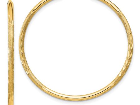 1.5mm x 33mm 14k Yellow Gold Satin Diamond-Cut Endless Hoop Earrings on Sale