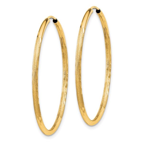 1.5mm x 33mm 14k Yellow Gold Satin Diamond-Cut Endless Hoop Earrings on Sale