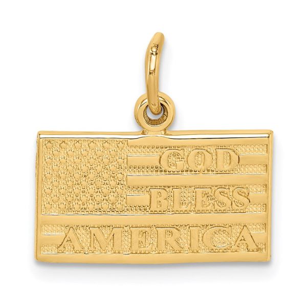 14k Yellow Gold God Bless America Flag Charm Discount