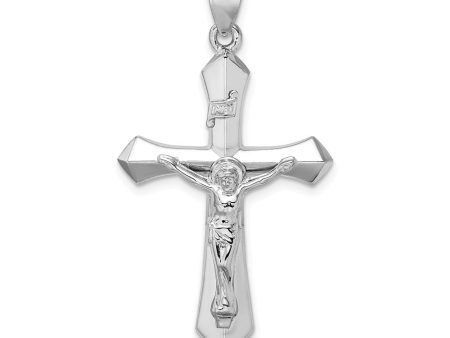 Rhodium Plated Sterling Silver INRI Passion Crucifix Pendant, 22x42mm Fashion