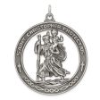 Sterling Silver Large Round Saint Christopher Medal Pendant Fashion