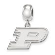 Sterling Silver Purdue Small  P  Dangle Bead Charm For Discount