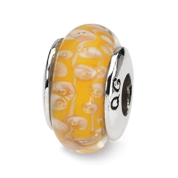 Yellow Glass & Sterling Silver Bead Charm Hot on Sale