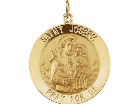 14k Yellow Gold St. Joseph Medal Disc Charm or Pendant, 25mm Sale