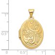 14k Yellow Gold 21mm Domed Scroll Oval Locket Online Sale