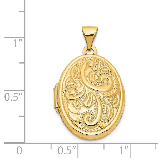 14k Yellow Gold 21mm Domed Scroll Oval Locket Online Sale