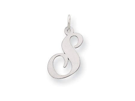 Sterling Silver, Ella Collection Medium Fancy Script Initial S Pendant For Sale