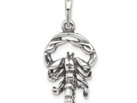 Sterling Silver Scorpio the Scorpion Zodiac 3D Antiqued Pendant For Discount