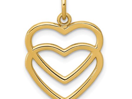 14k Yellow Gold Double Open Heart Charm Online Sale