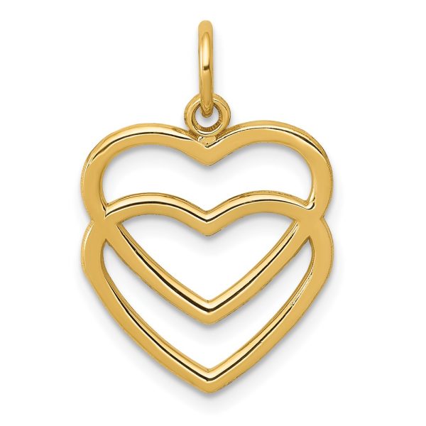 14k Yellow Gold Double Open Heart Charm Online Sale