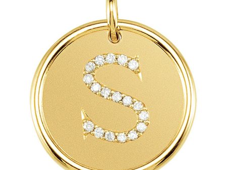 1 10 Ctw G-H, I1 Diamond Initial 17mm 14k Yellow Gold Pendant Letter S Supply