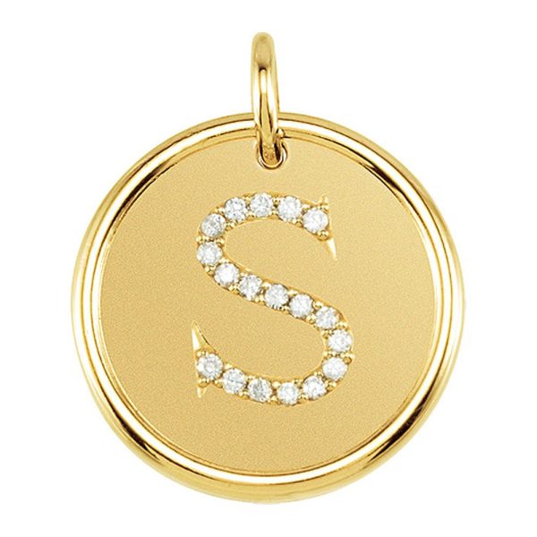 1 10 Ctw G-H, I1 Diamond Initial 17mm 14k Yellow Gold Pendant Letter S Supply