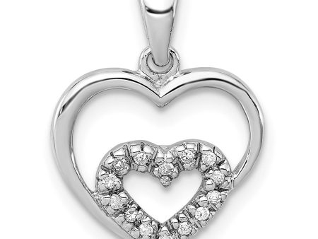 .05 Ctw Diamond Heart in Heart Pendant in Sterling Silver Sale