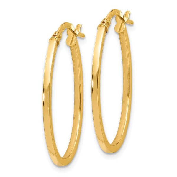 1.5mm Square Tube Oval Hoop Earrings in 14k Yellow Gold, 26mm (1 Inch) on Sale