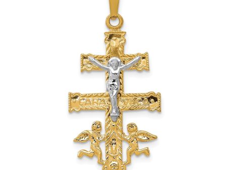 14k Two Tone Gold Caravaca Crucifix Cross Pendant Online