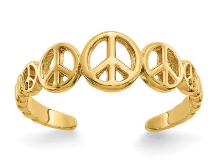 Peace Sign Toe Ring in 14 Karat Gold Online now